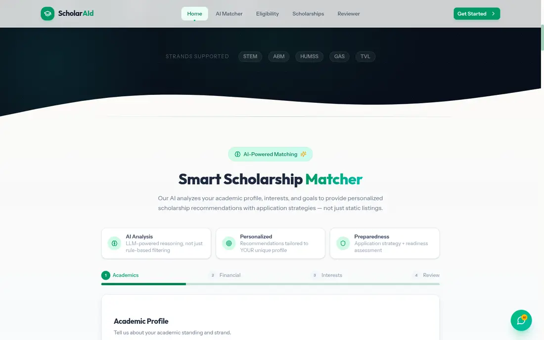 ScholarAid · matcher